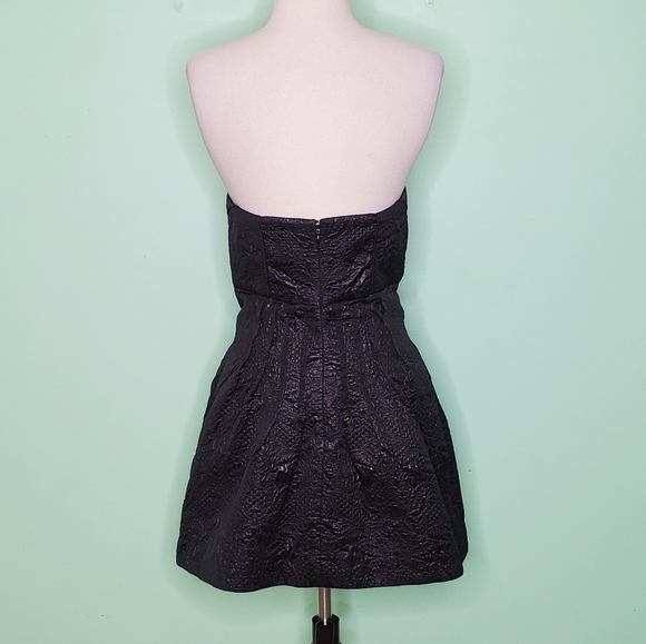 Tibi Strapless Black Brocade Mini Dress Bubble Hem Size 0 - Picture 5 of 9
